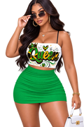 Queen Jamaican Pride Graphic Crop Top set 2pcs
