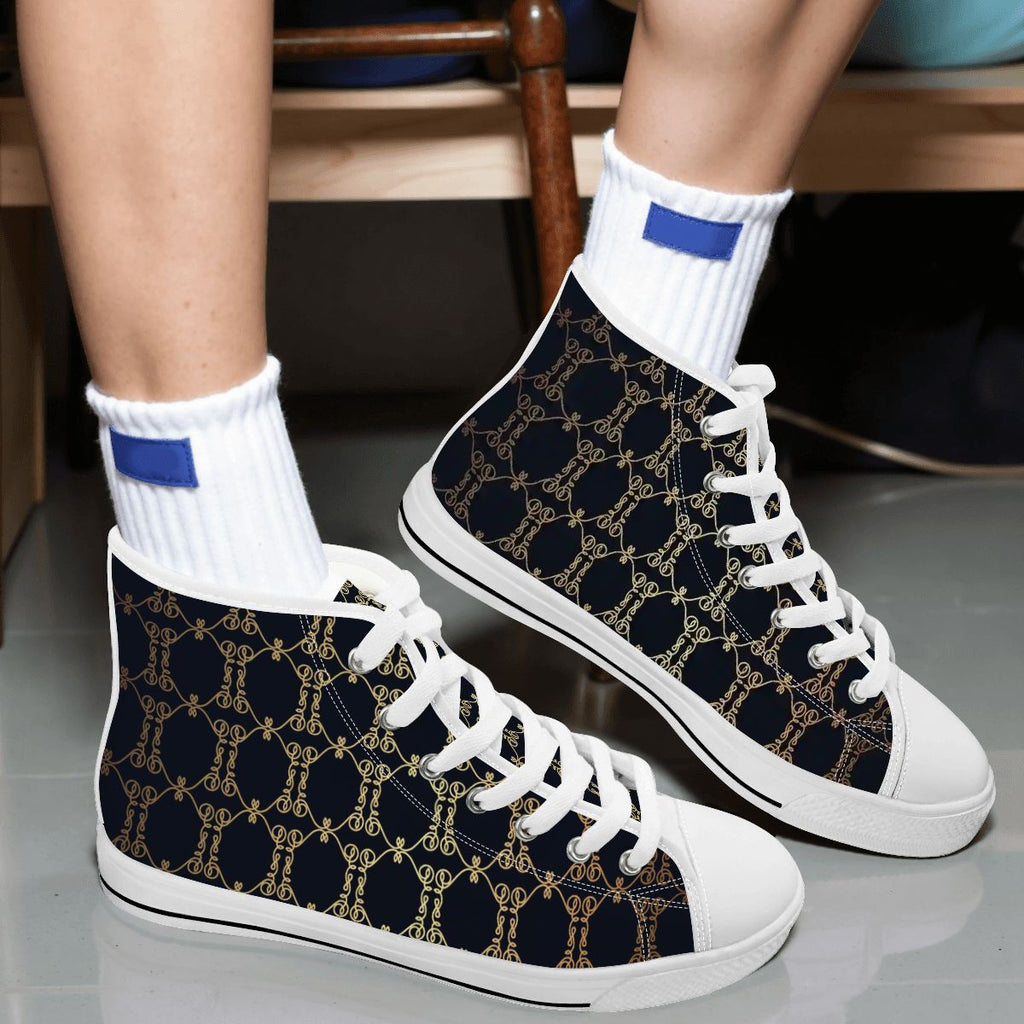 Men's Luxury Pattern High-Top Canvas Sneakers