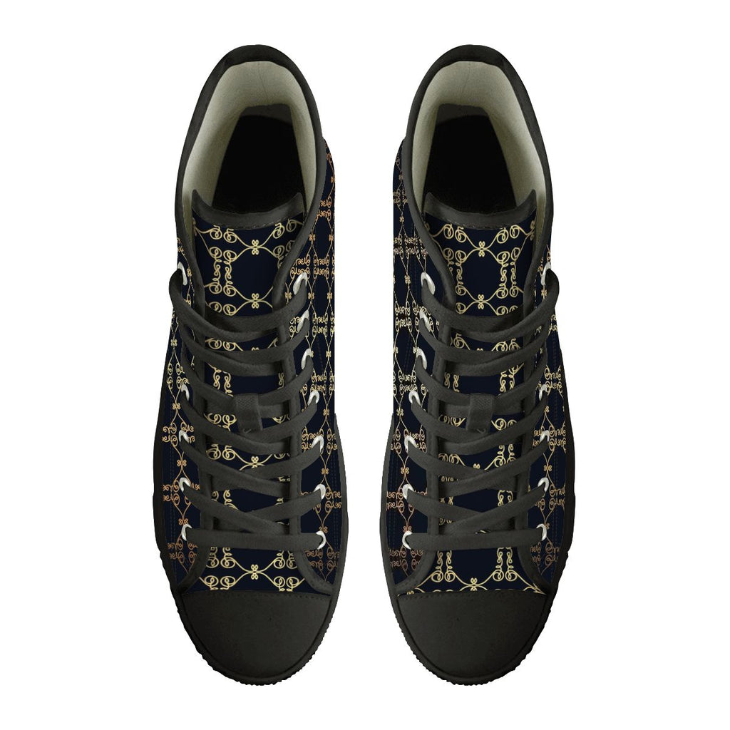Men's Luxury Pattern High-Top Canvas Sneakers