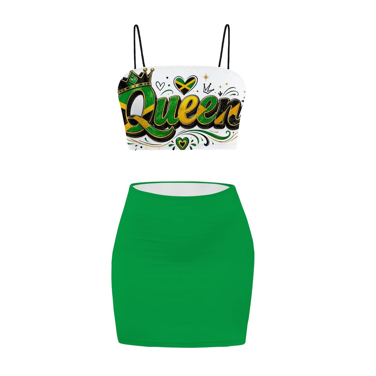 Queen Jamaican Pride Graphic Crop Top set 2pcs
