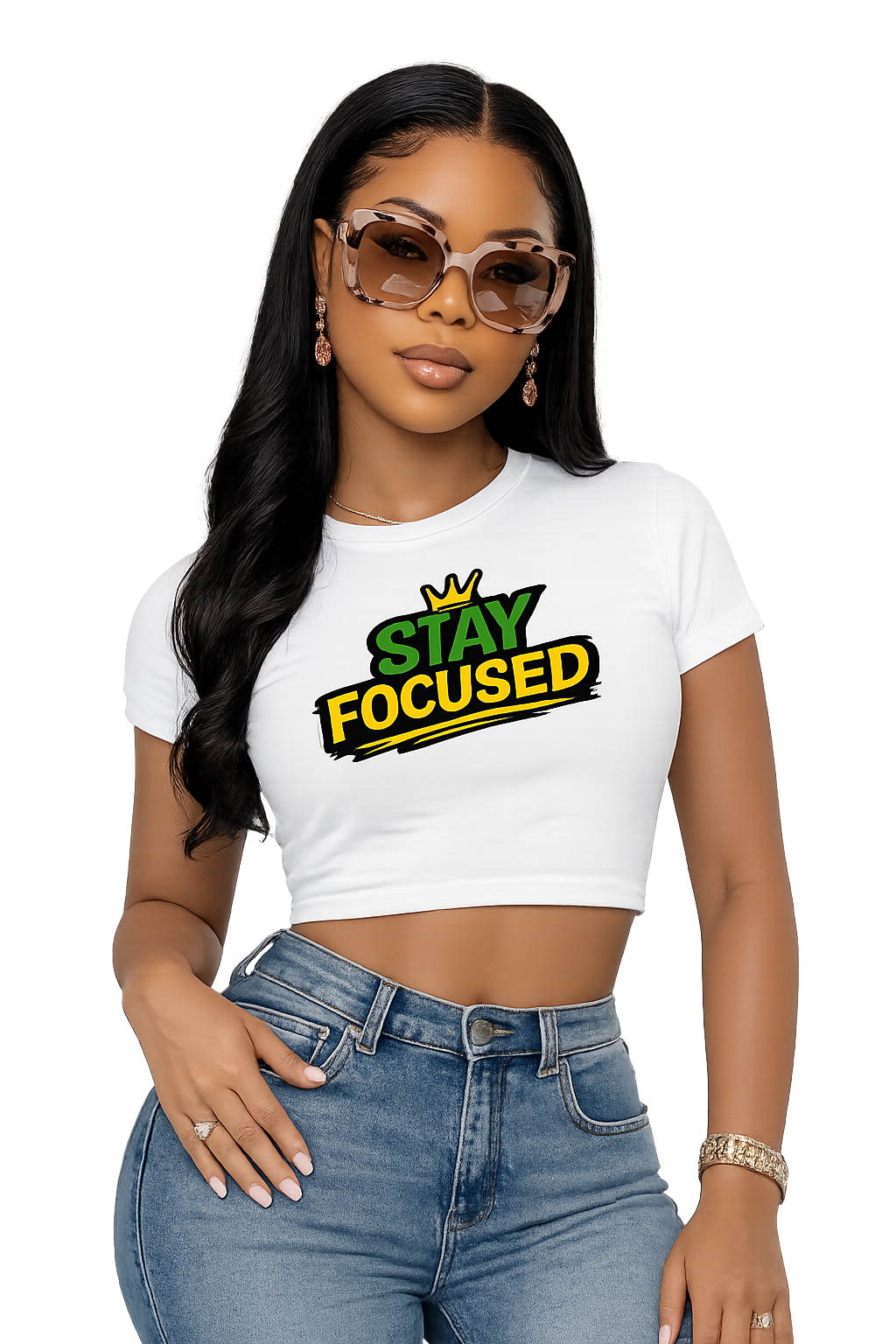 Stay Focused Graphic Crop T-Shirt