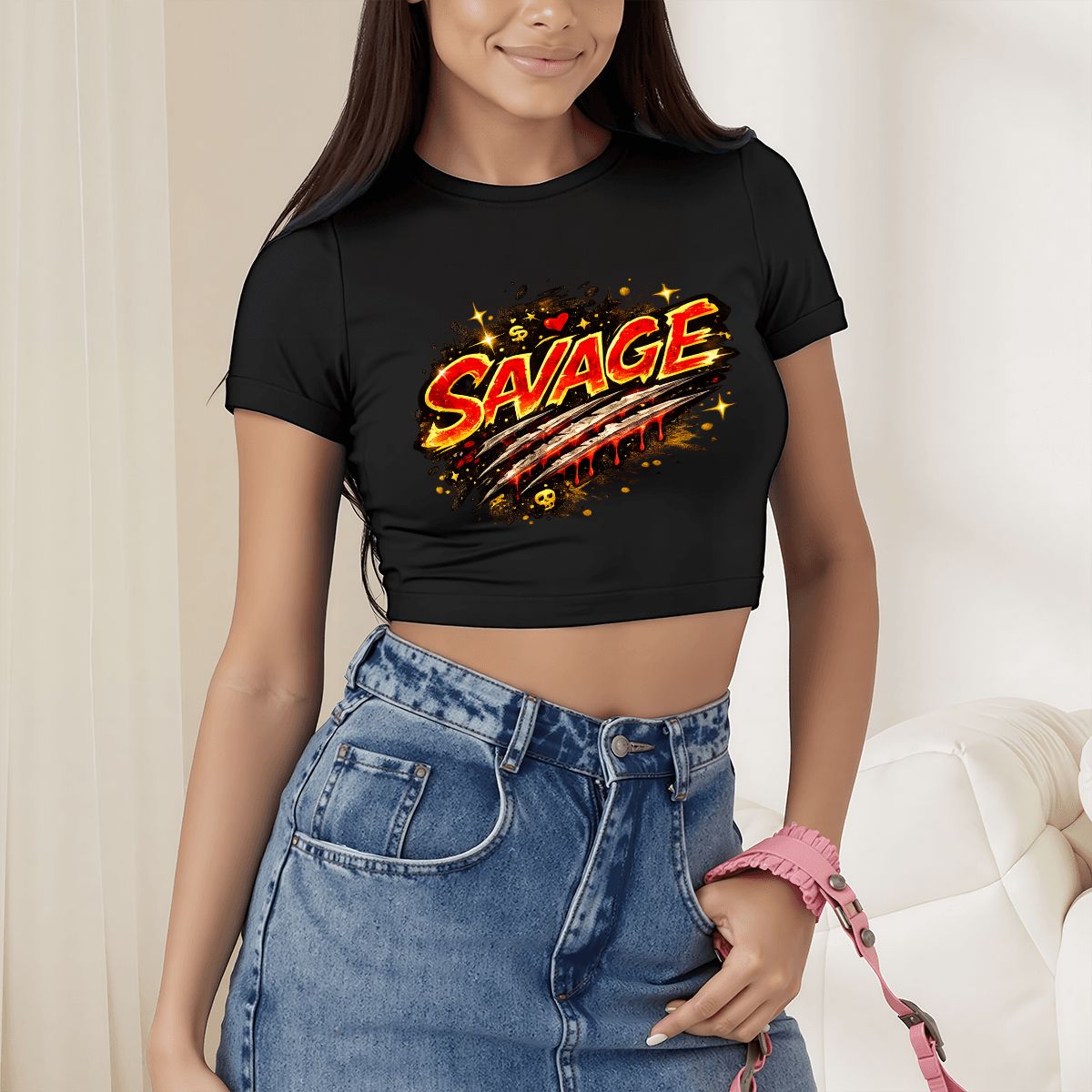 SAVAGE Graphic Crop T-Shirt