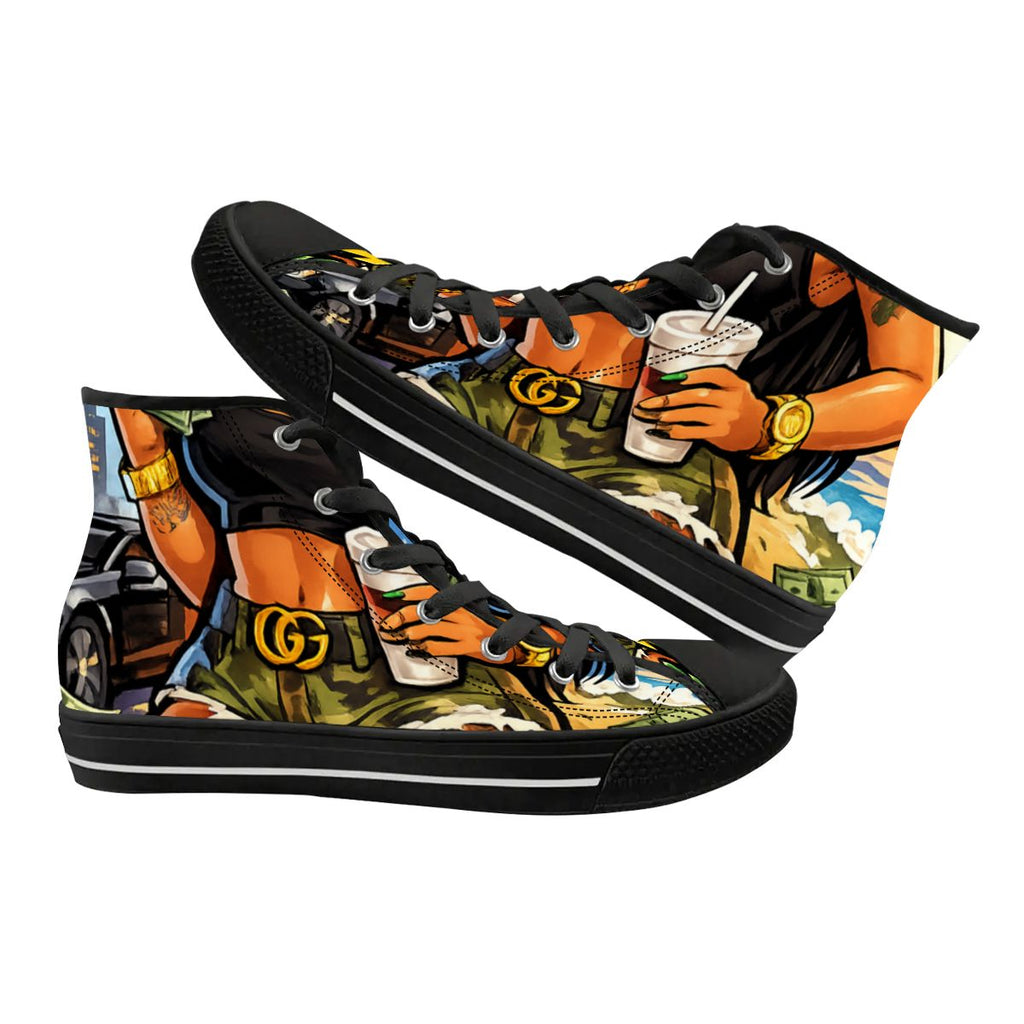 Queen Vibes Graphic High-Top Canvas Sneakers