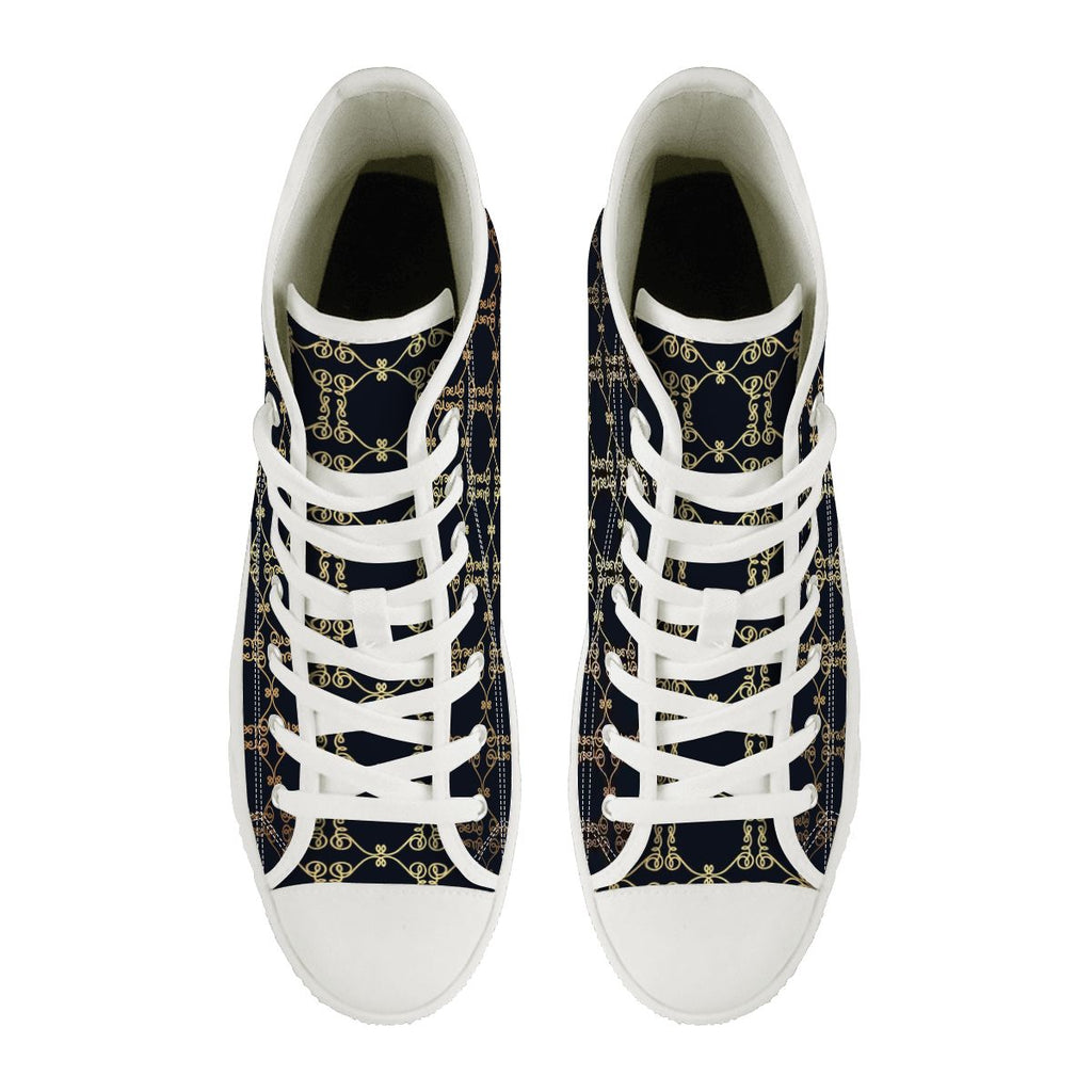 Men's Luxury Pattern High-Top Canvas Sneakers