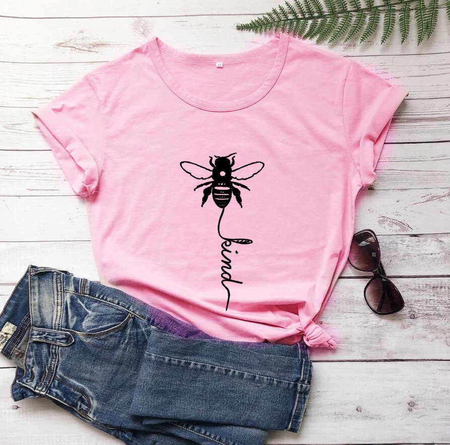 Cotton T Shirt Bee Kind Print  Short Sleeve