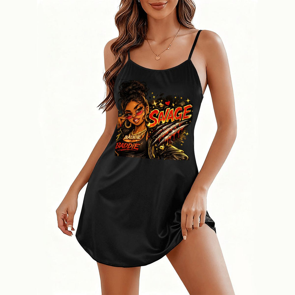 Savage Baddie Spaghetti Strap Mini Dress