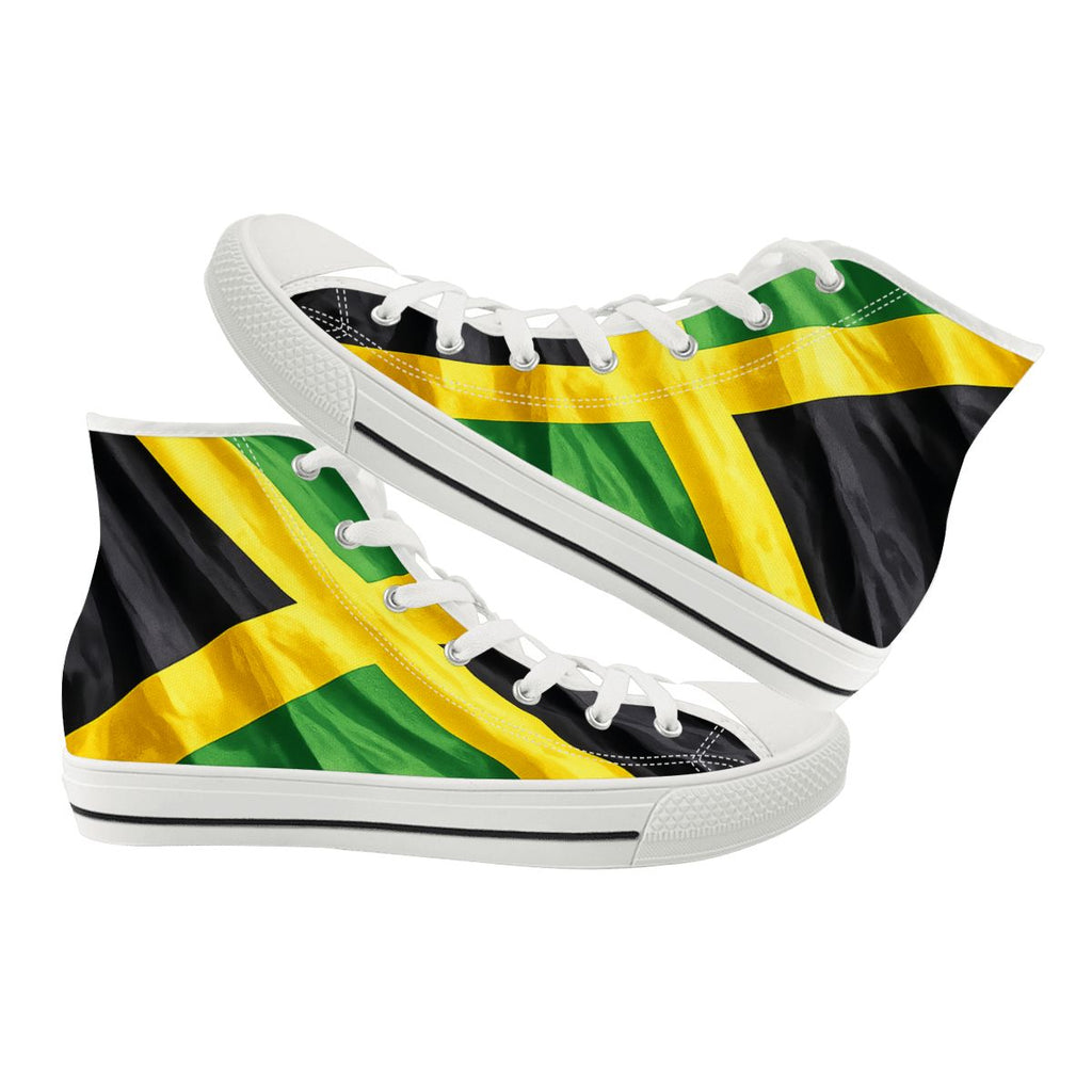 Jamaican Flag High-Top Canvas Sneakers – men