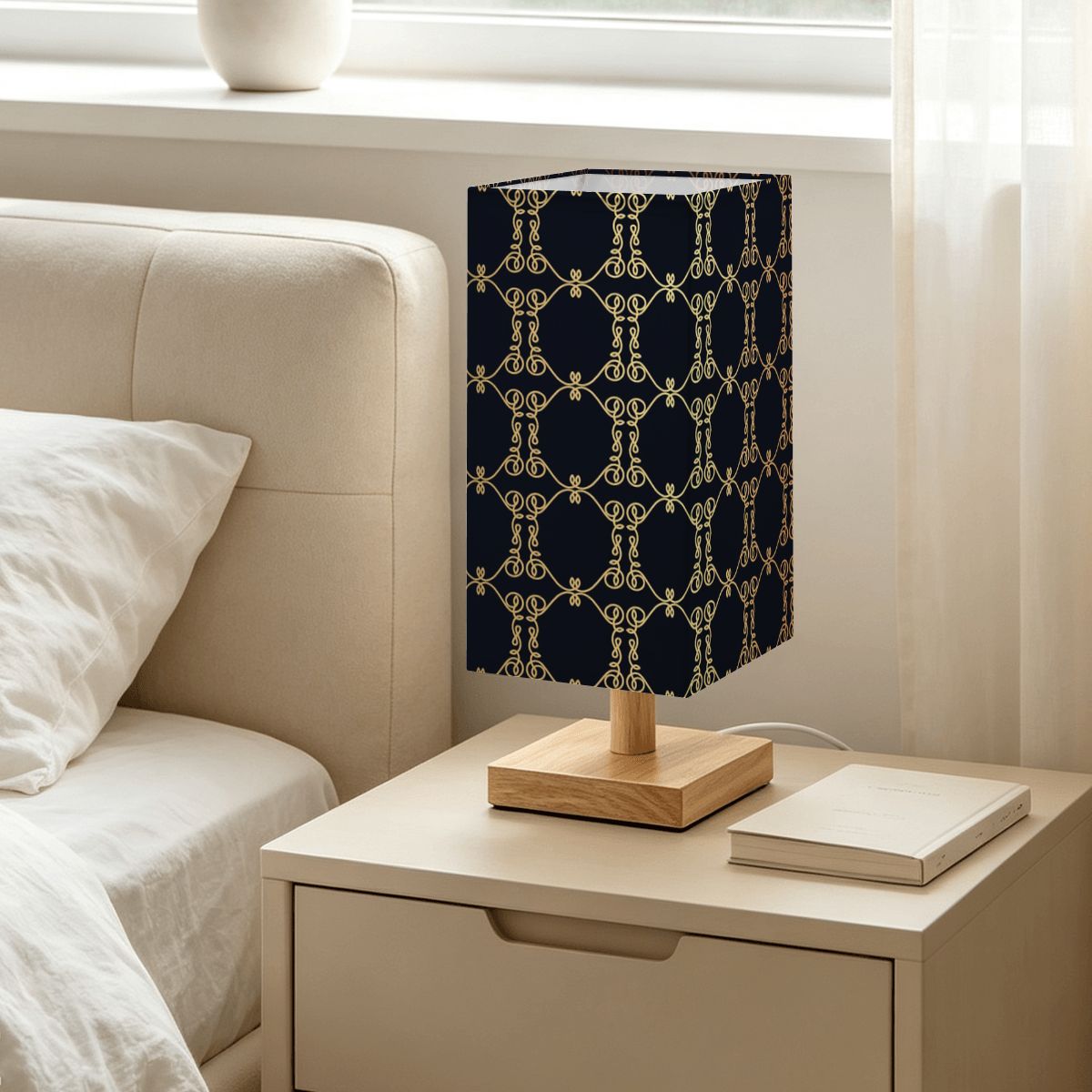 Luxury Black & Gold Geometric Table Lamp