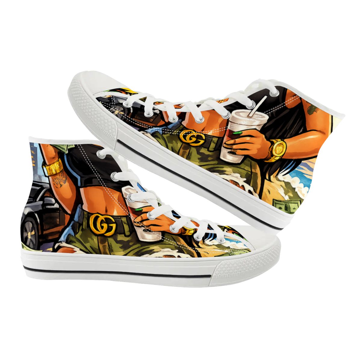 Queen Vibes Graphic High-Top Canvas Sneakers