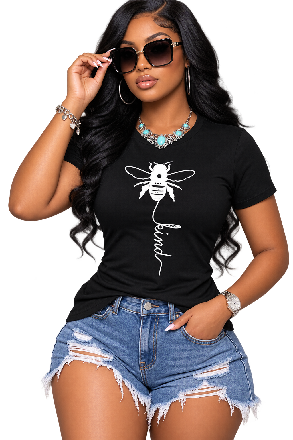 Cotton T Shirt Bee Kind Print  Short Sleeve