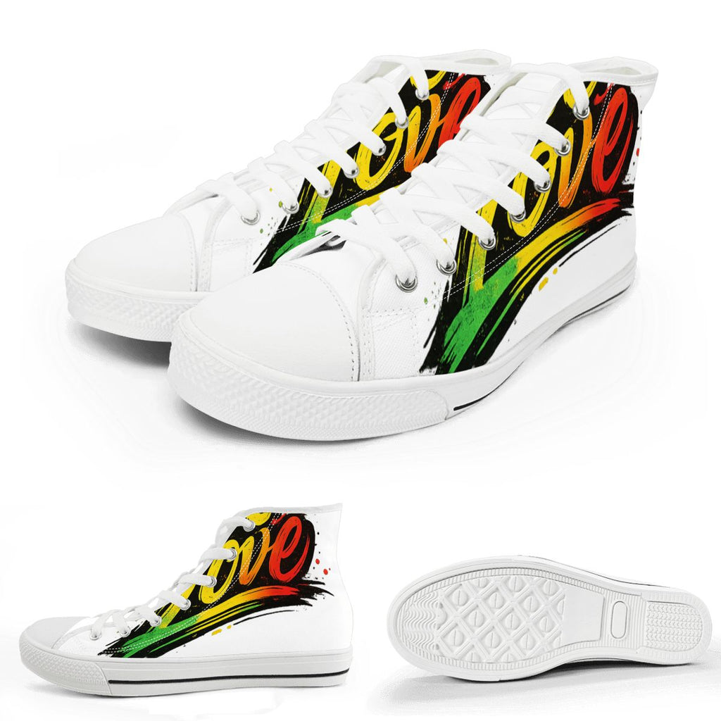 Jamaican Vibes High-Top Canvas Sneakers – Unisex