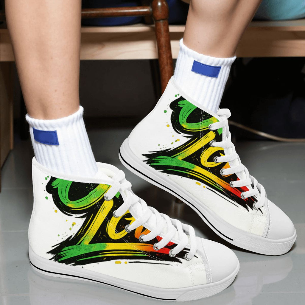Jamaican Vibes High-Top Canvas Sneakers – Unisex