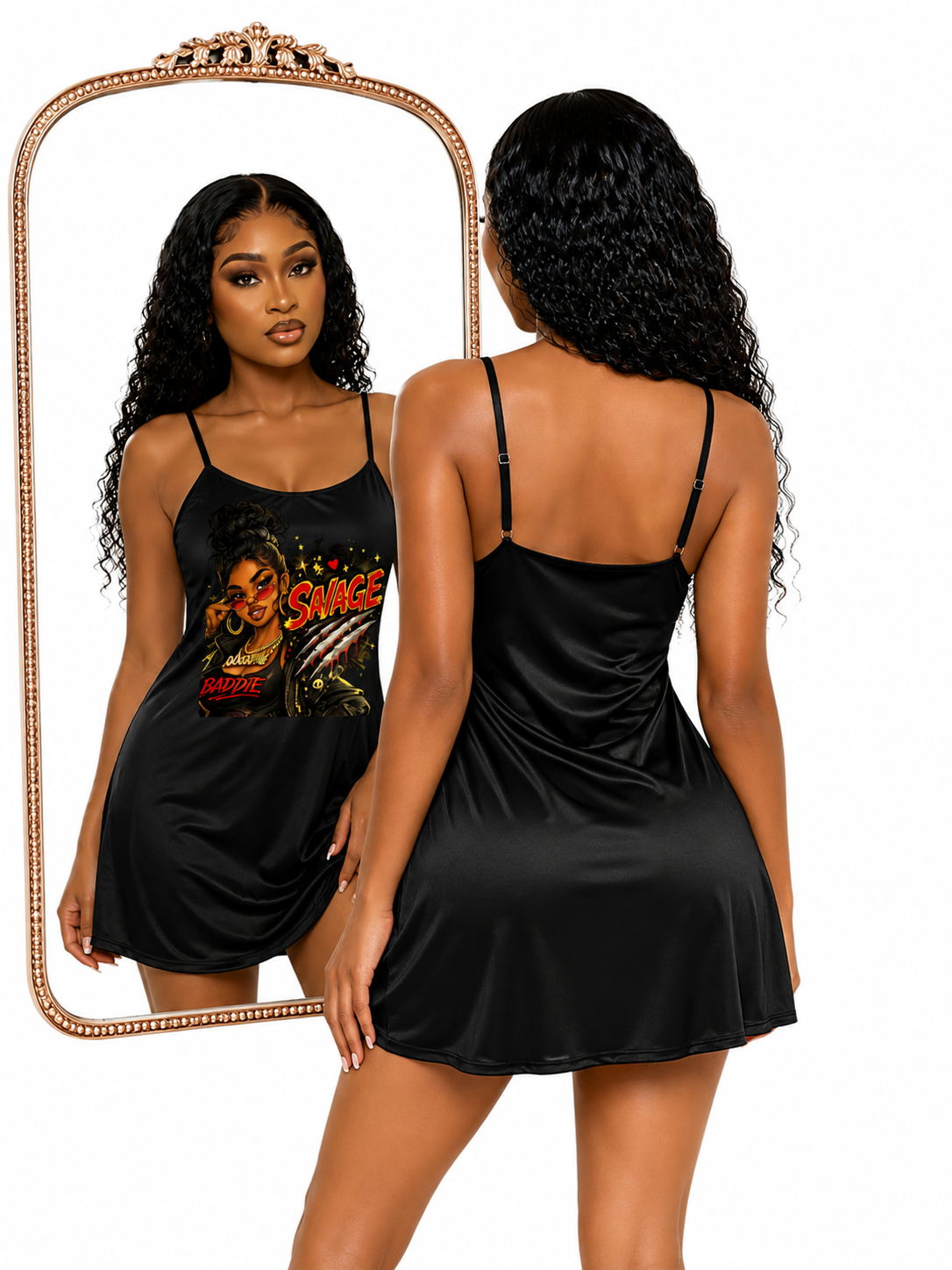 Savage Baddie Spaghetti Strap Mini Dress