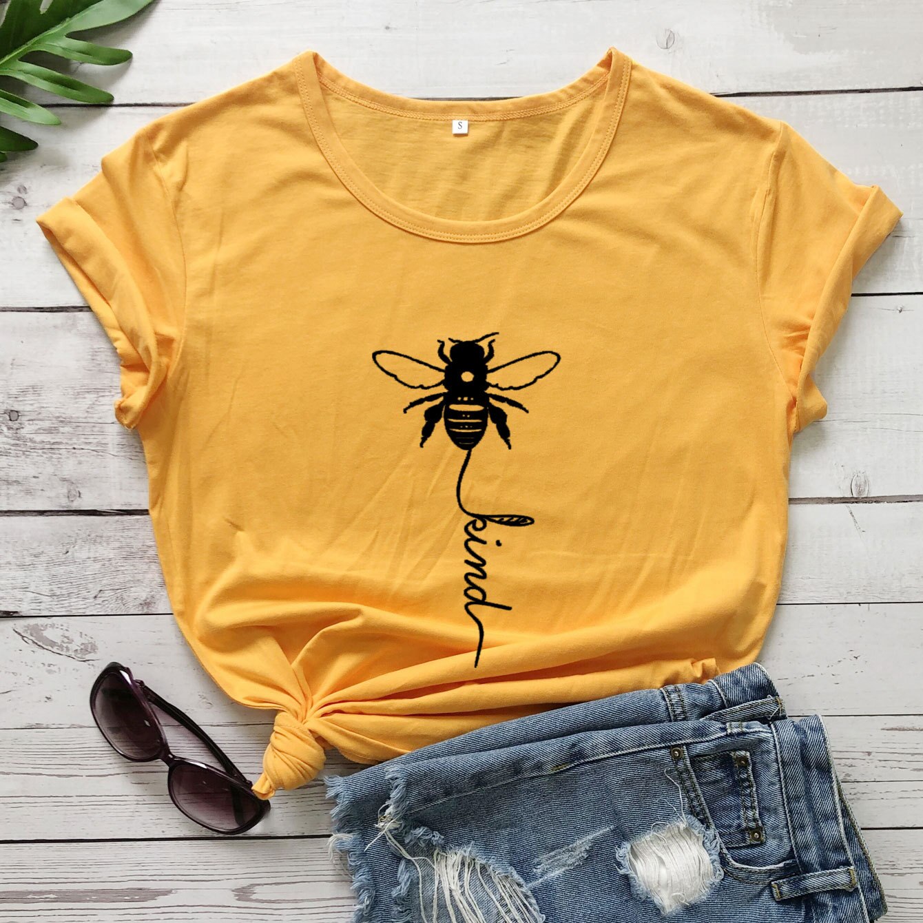 Cotton T Shirt Bee Kind Print  Short Sleeve