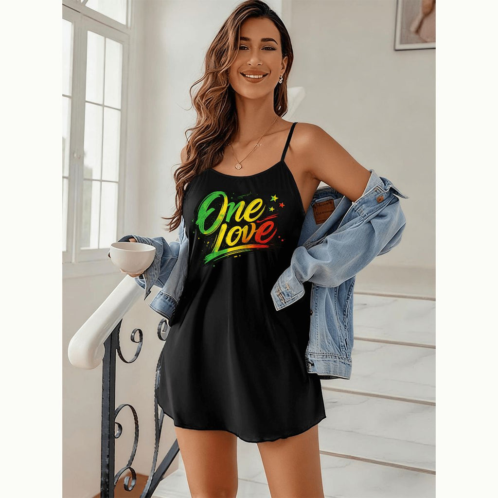 One Love Spaghetti Strap Mini Dress