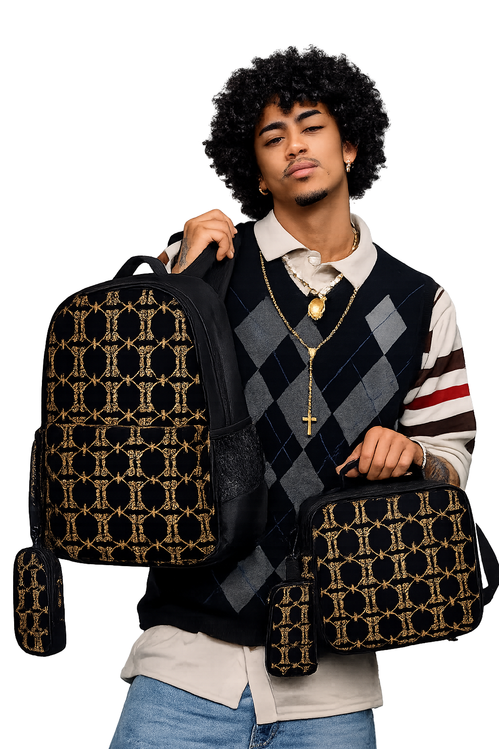 Luxury Monogram 3-Piece Backpack Set