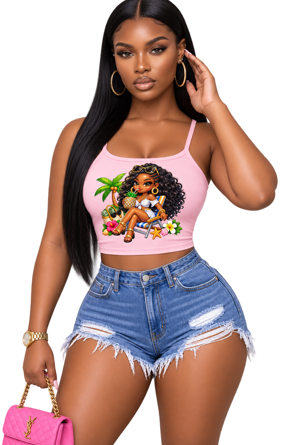 Tropical Vacation Babe Graphic Tank Top