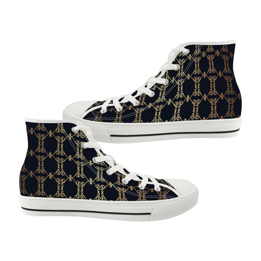 Men's Luxury Pattern High-Top Canvas Sneakers