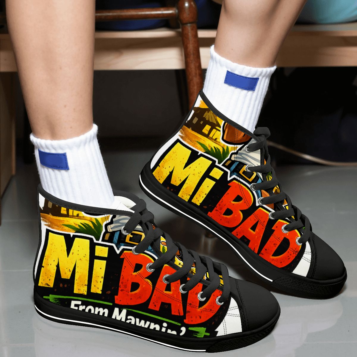 Men's "Mi Bad From Mawnin'" High-Top Canvas Sneakers