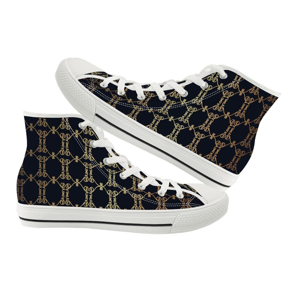 Men's Luxury Pattern High-Top Canvas Sneakers
