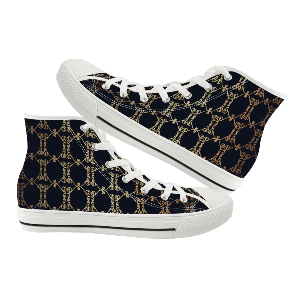 Men's Luxury Pattern High-Top Canvas Sneakers