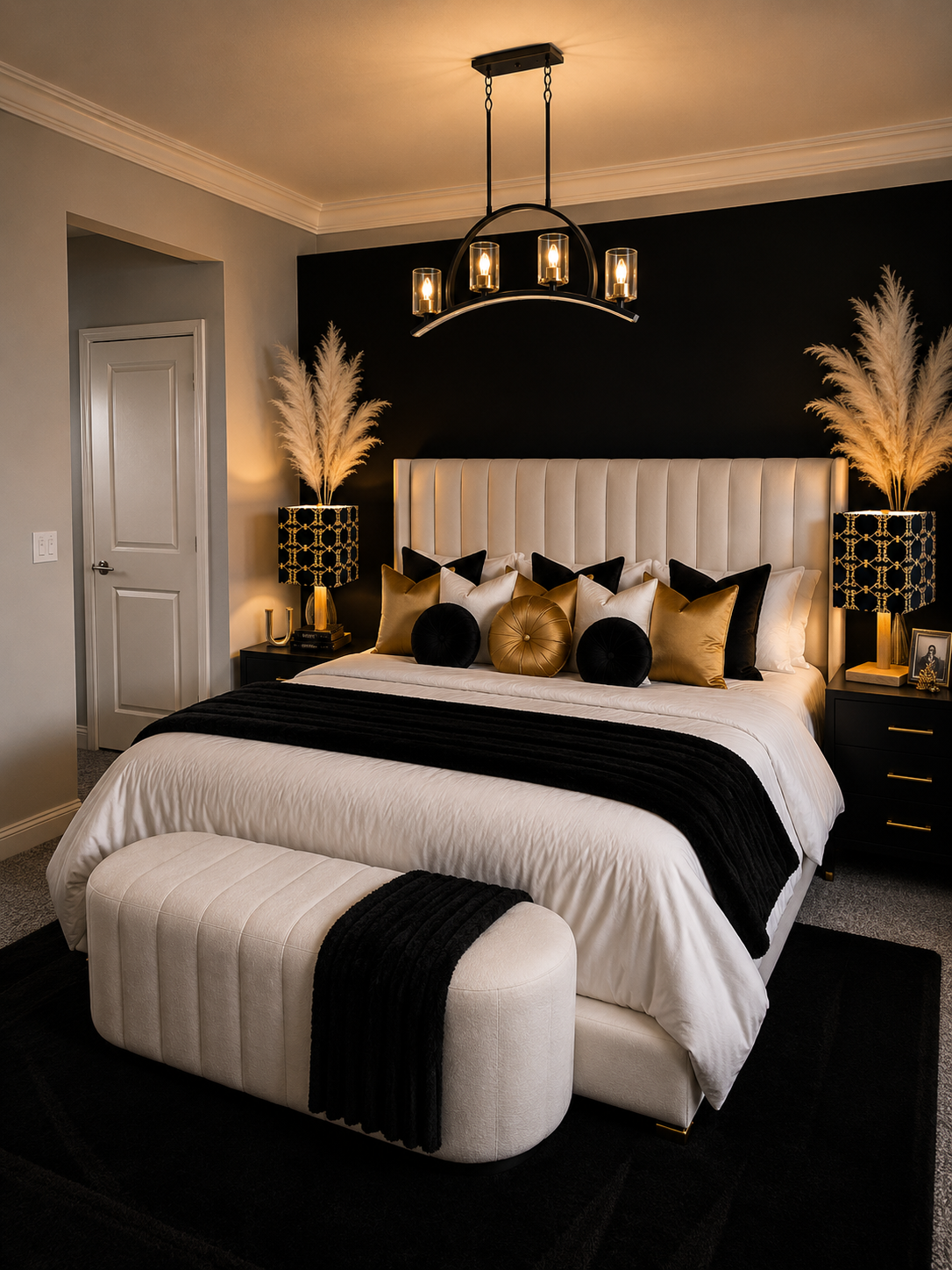 Luxury Black & Gold Geometric Table Lamp