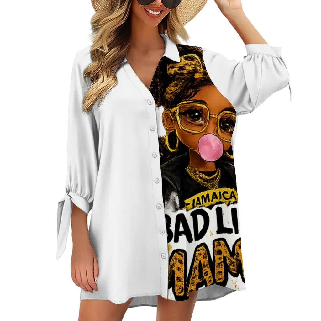 Bad Like Mama Button-Down Shirt Dress