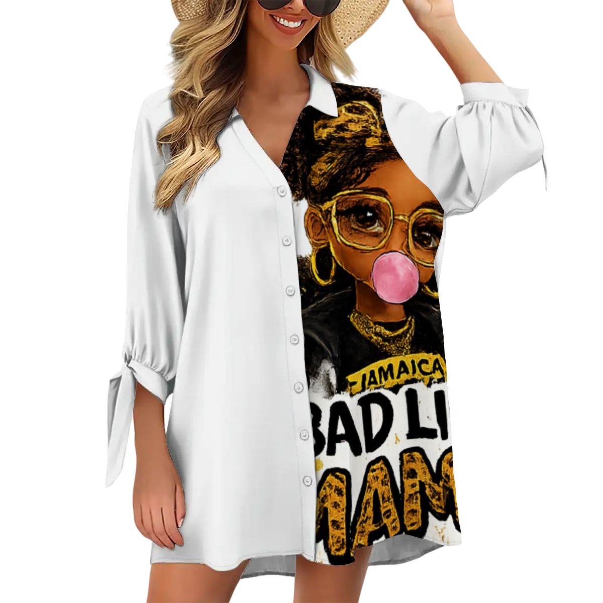 Bad Like Mama Button-Down Shirt Dress