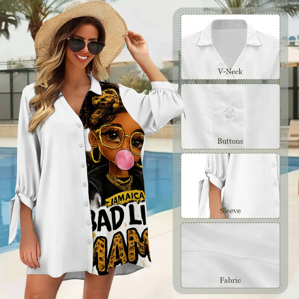 Bad Like Mama Button-Down Shirt Dress