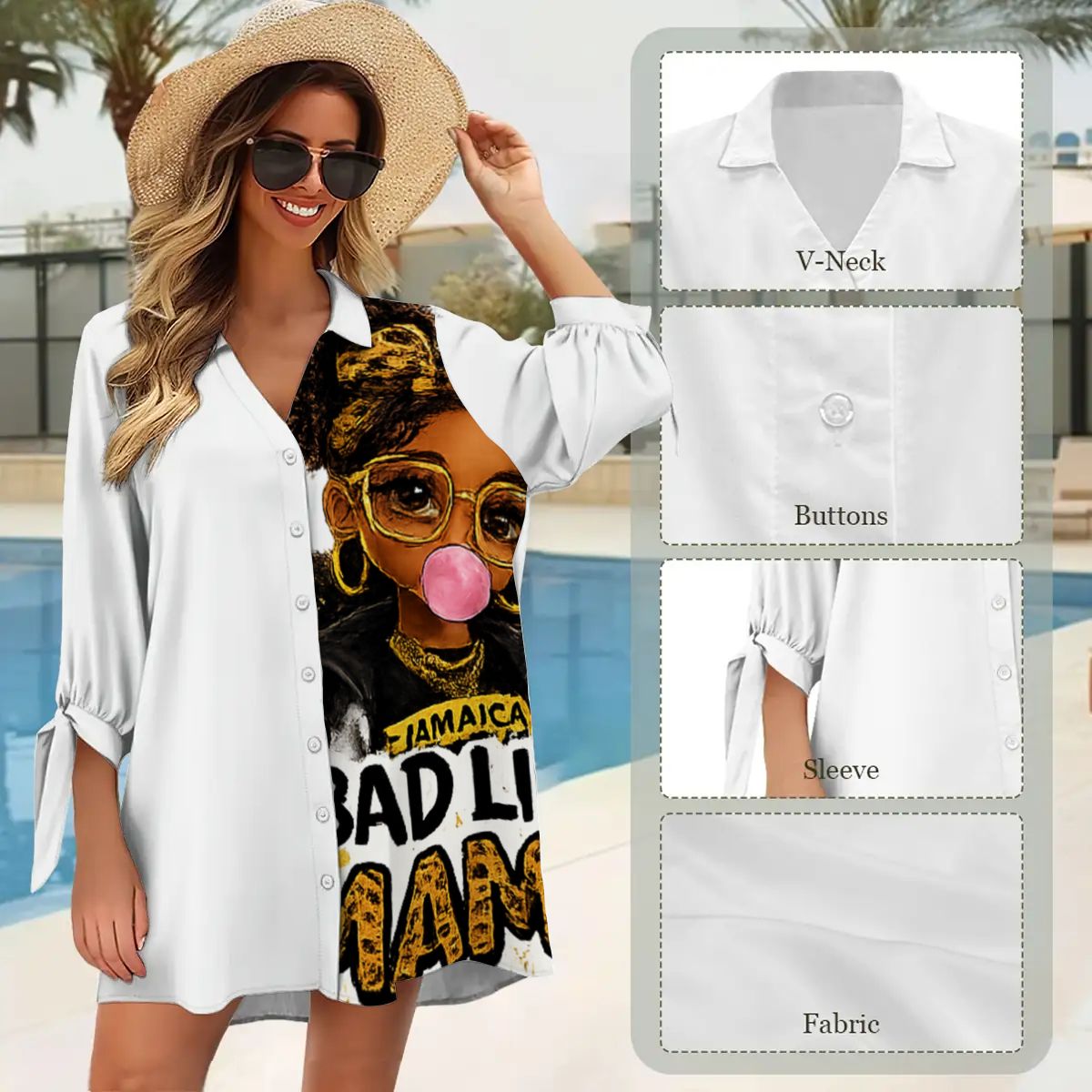 Bad Like Mama Button-Down Shirt Dress