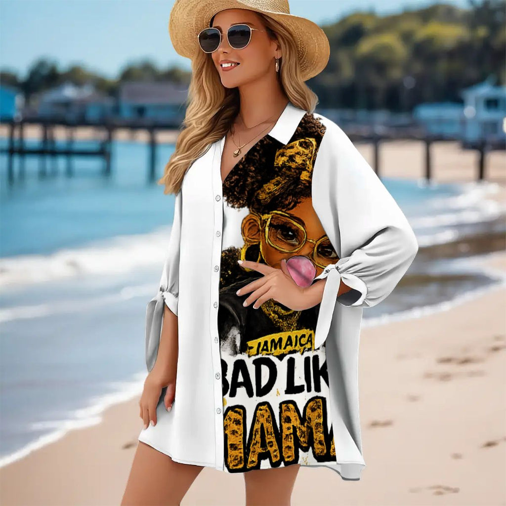 Bad Like Mama Button-Down Shirt Dress