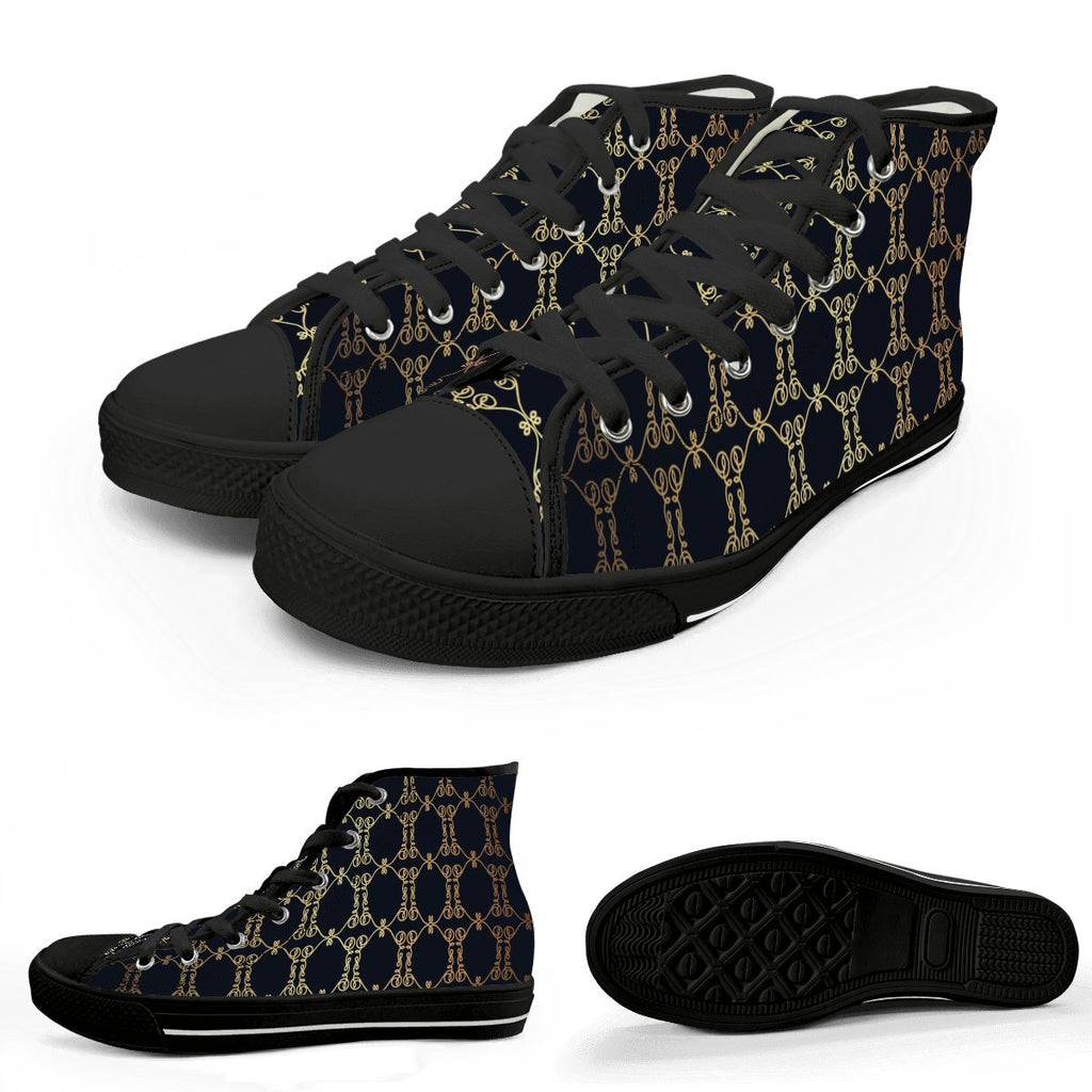 Men's Luxury Pattern High-Top Canvas Sneakers