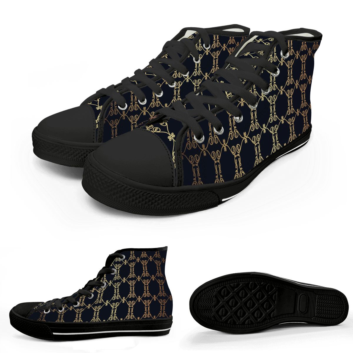 Men's Luxury Pattern High-Top Canvas Sneakers