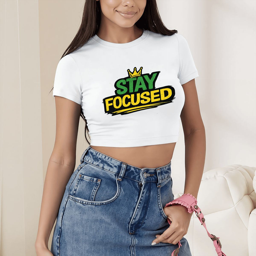 Stay Focused Graphic Crop T-Shirt