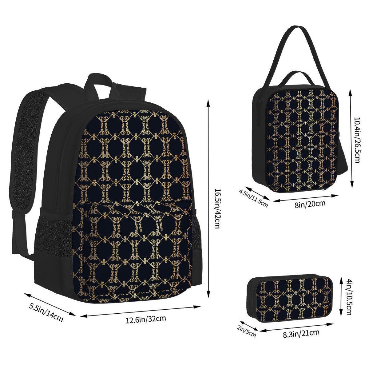 Luxury Monogram 3-Piece Backpack Set