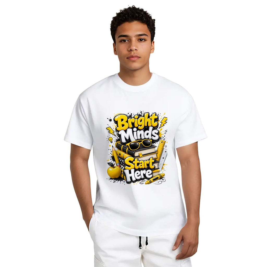 Bright Minds Start Here Graphic School T-Shirt