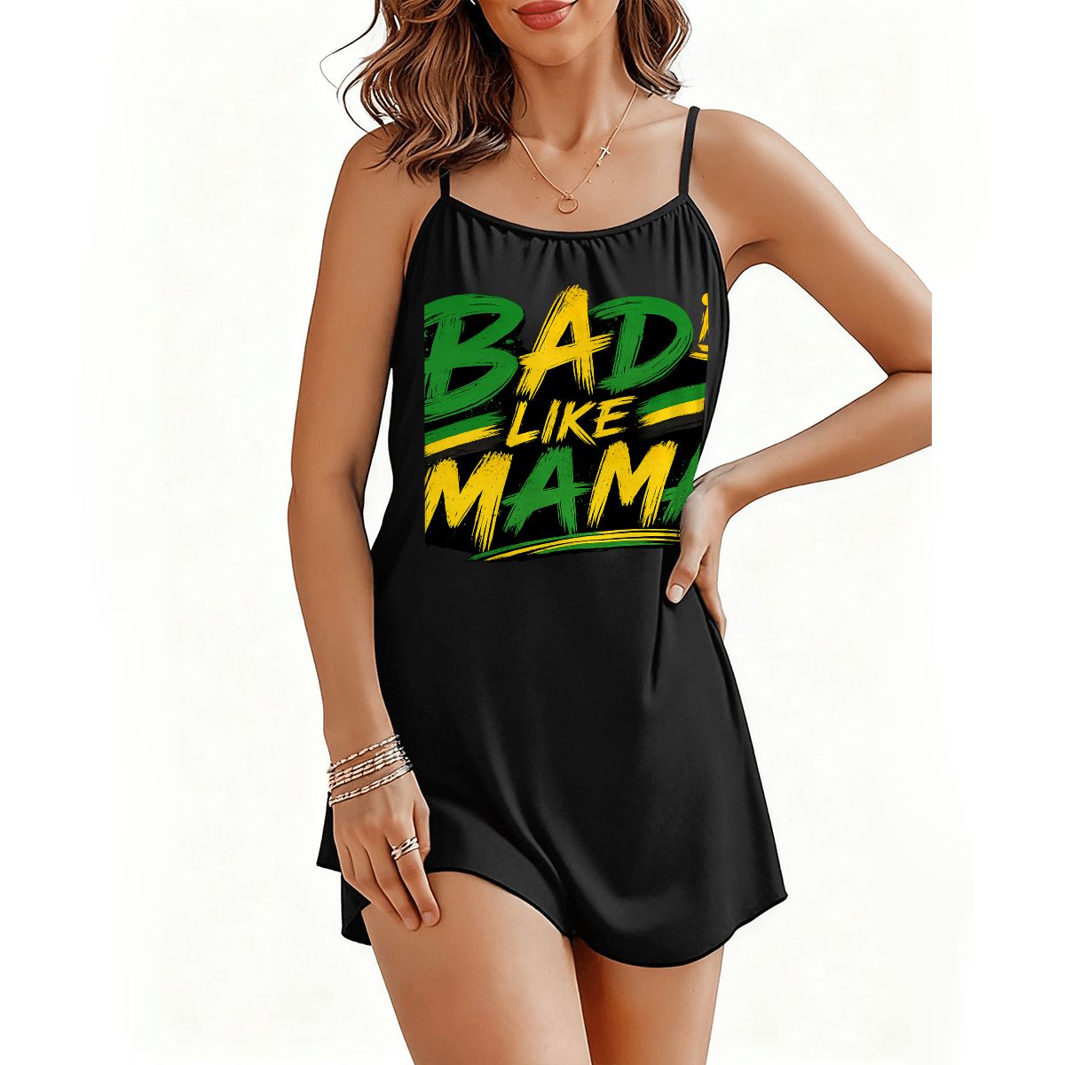 Bad Like Mama" Spaghetti Strap Mini Dress – Jamaican