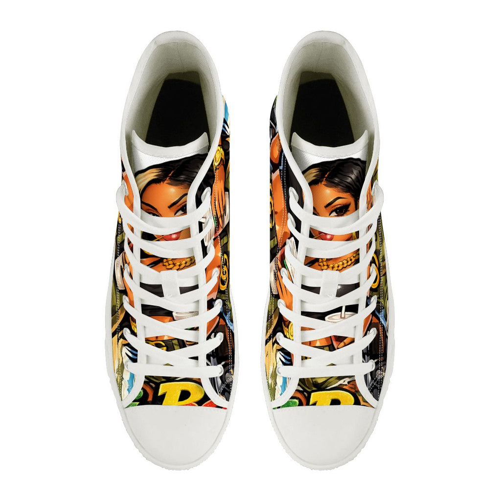 Queen Vibes Graphic High-Top Canvas Sneakers