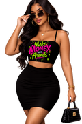 Make Money Not Friends Graphic Crop Top set 2pcs