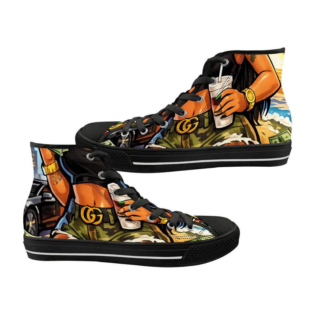 Queen Vibes Graphic High-Top Canvas Sneakers