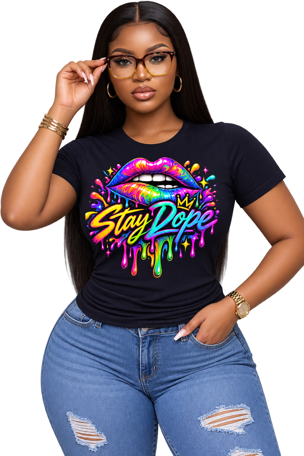 Stay Dope Graffiti Lips Graphic T-Shirt