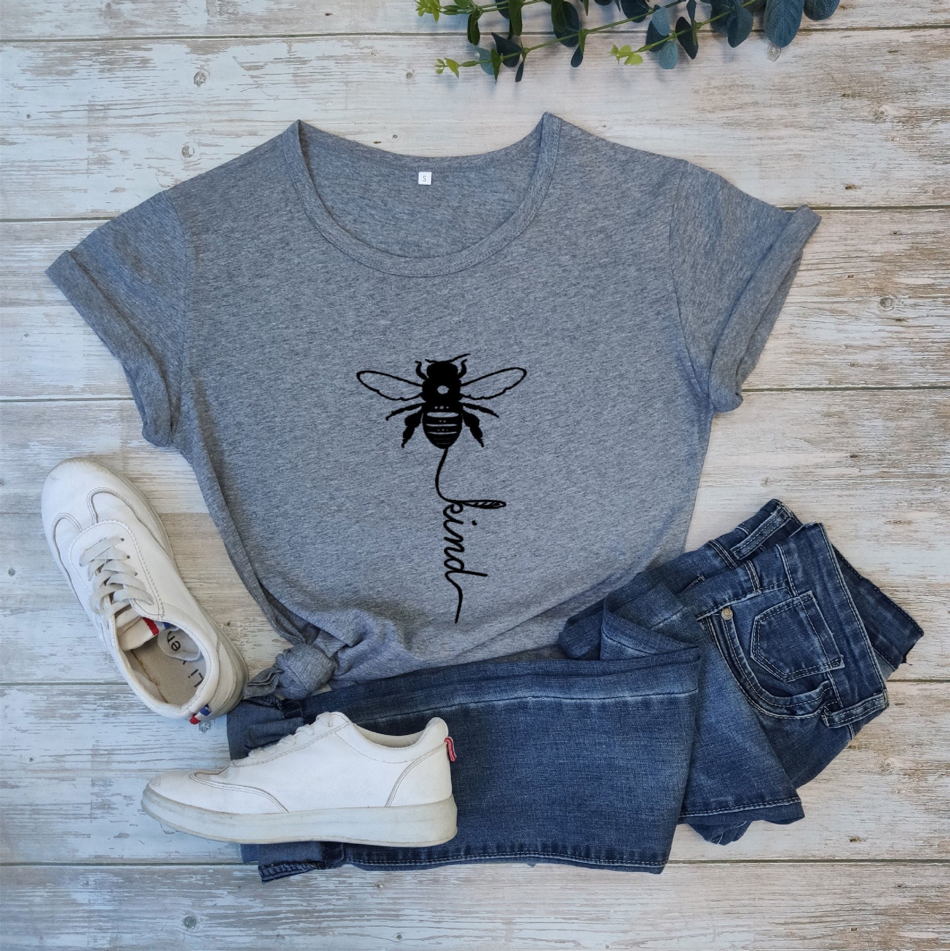 Cotton T Shirt Bee Kind Print  Short Sleeve