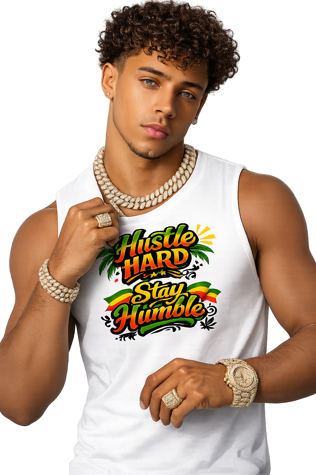 Hustle Hard, Stay Humble Graphic Muscle Tank