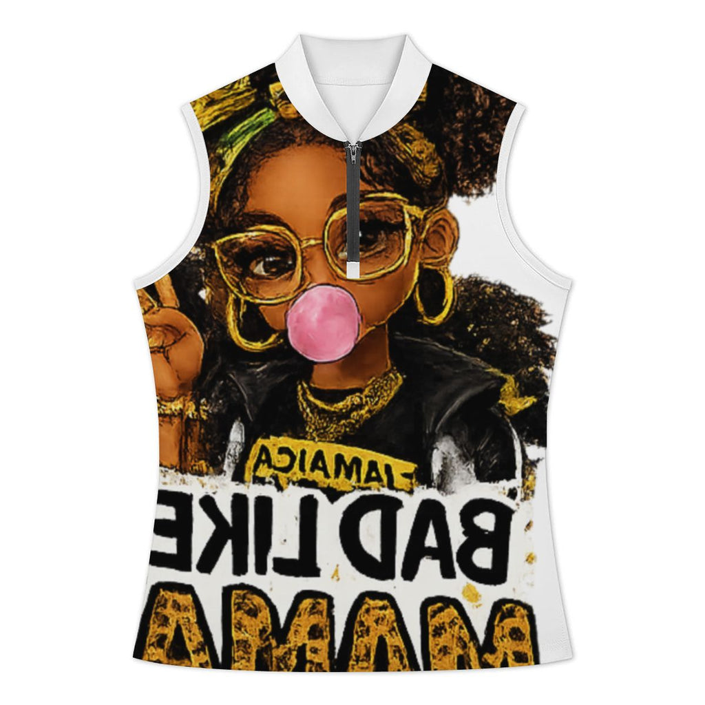 Bad Like Mama Sleeveless Zip Collar Top