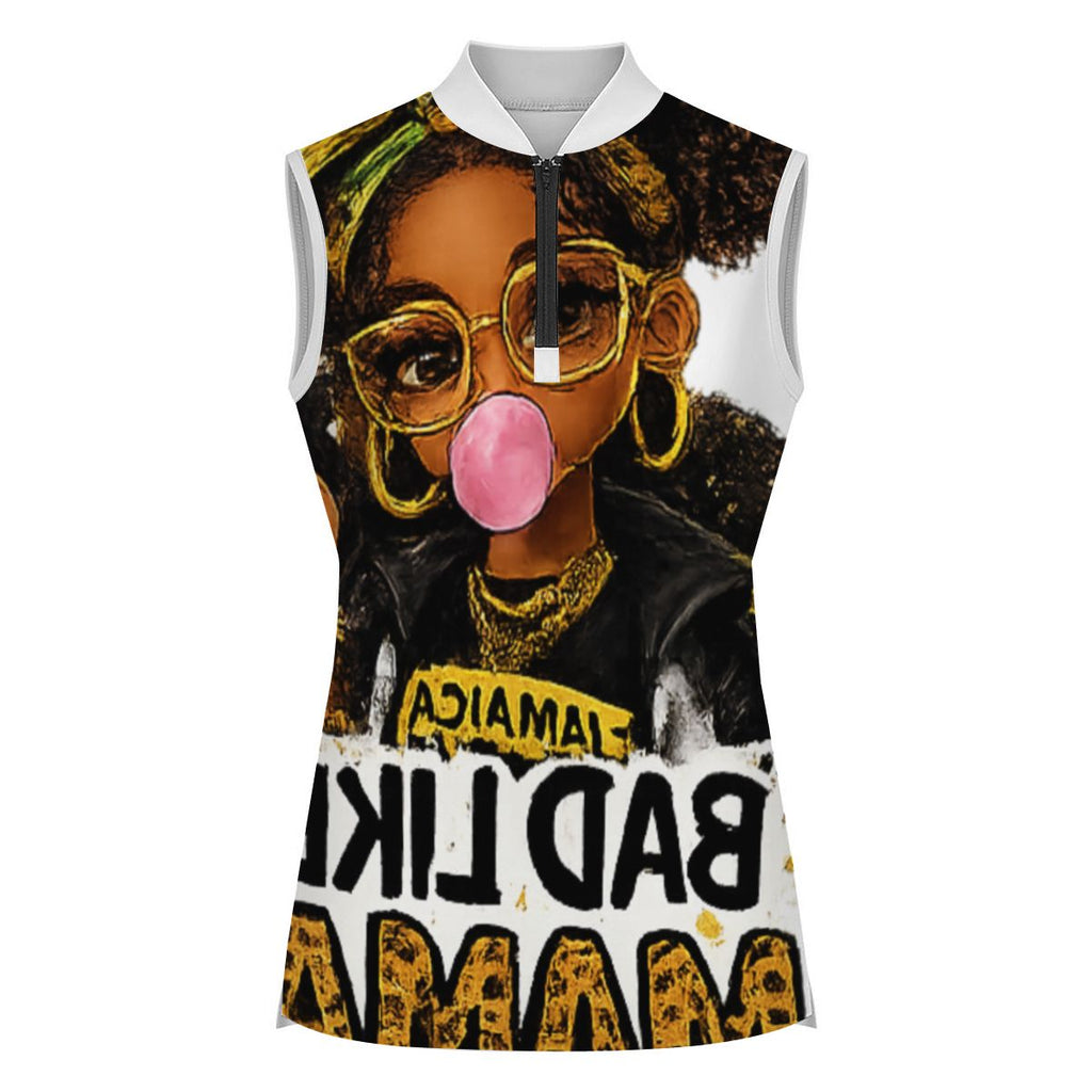 Bad Like Mama Sleeveless Zip Collar Top