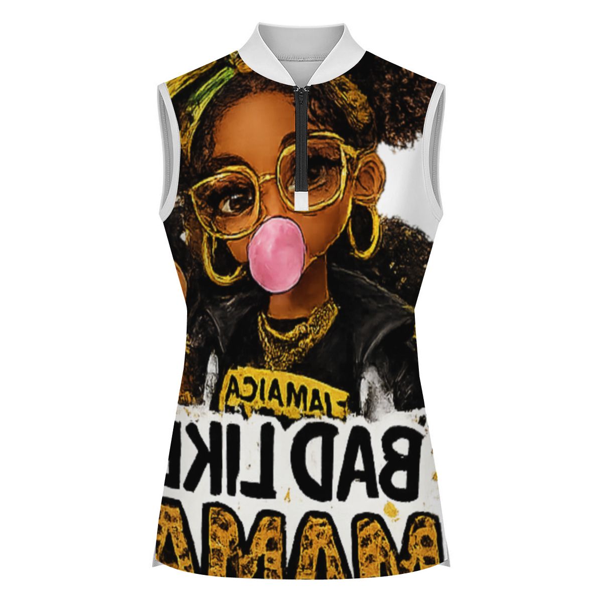 Bad Like Mama Sleeveless Zip Collar Top