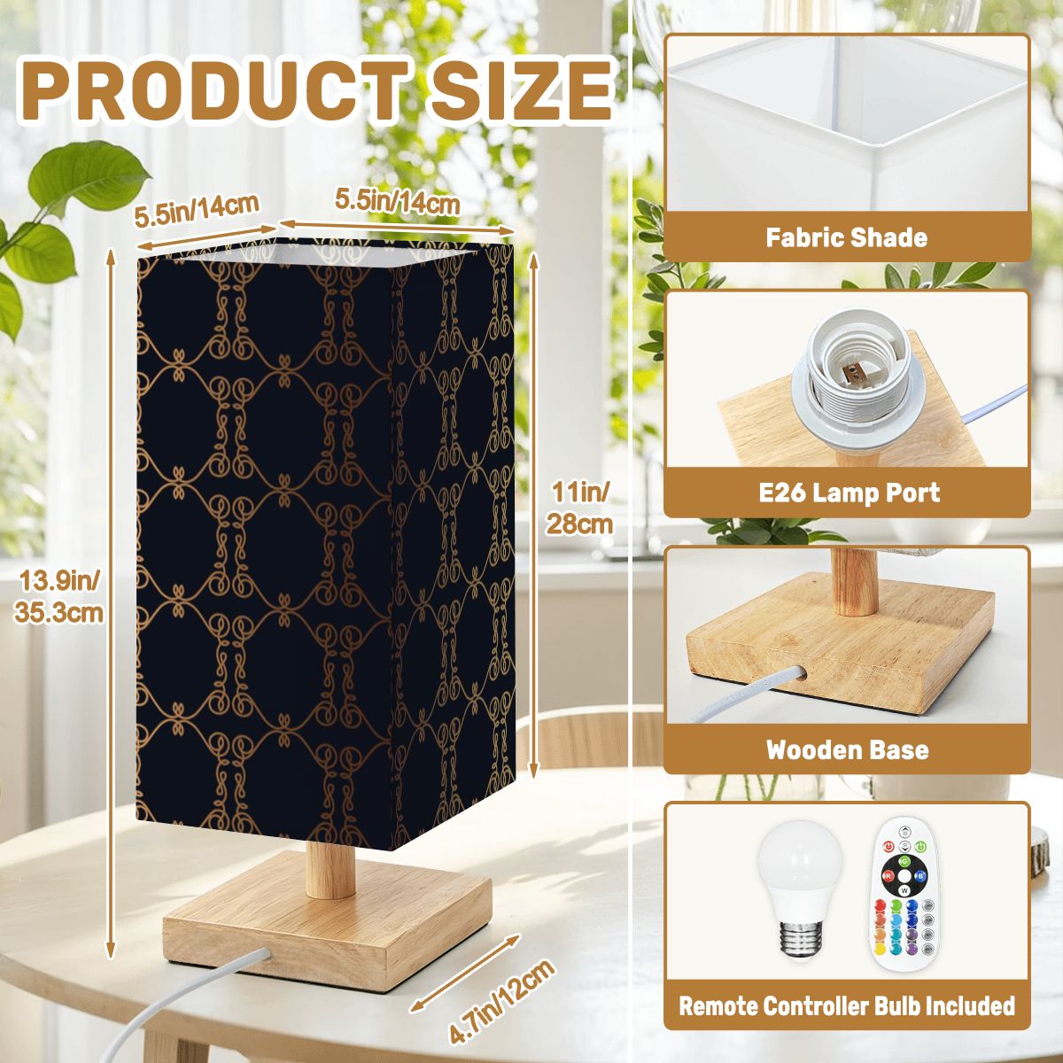 Luxury Black & Gold Geometric Table Lamp
