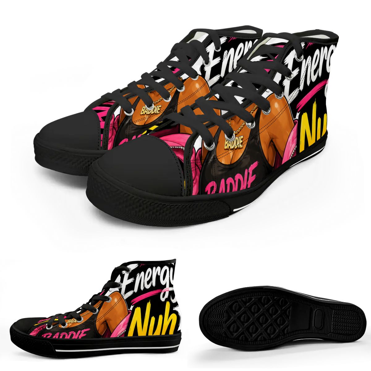 Big Energy Nuh Apology High-Top Canvas Sneakers