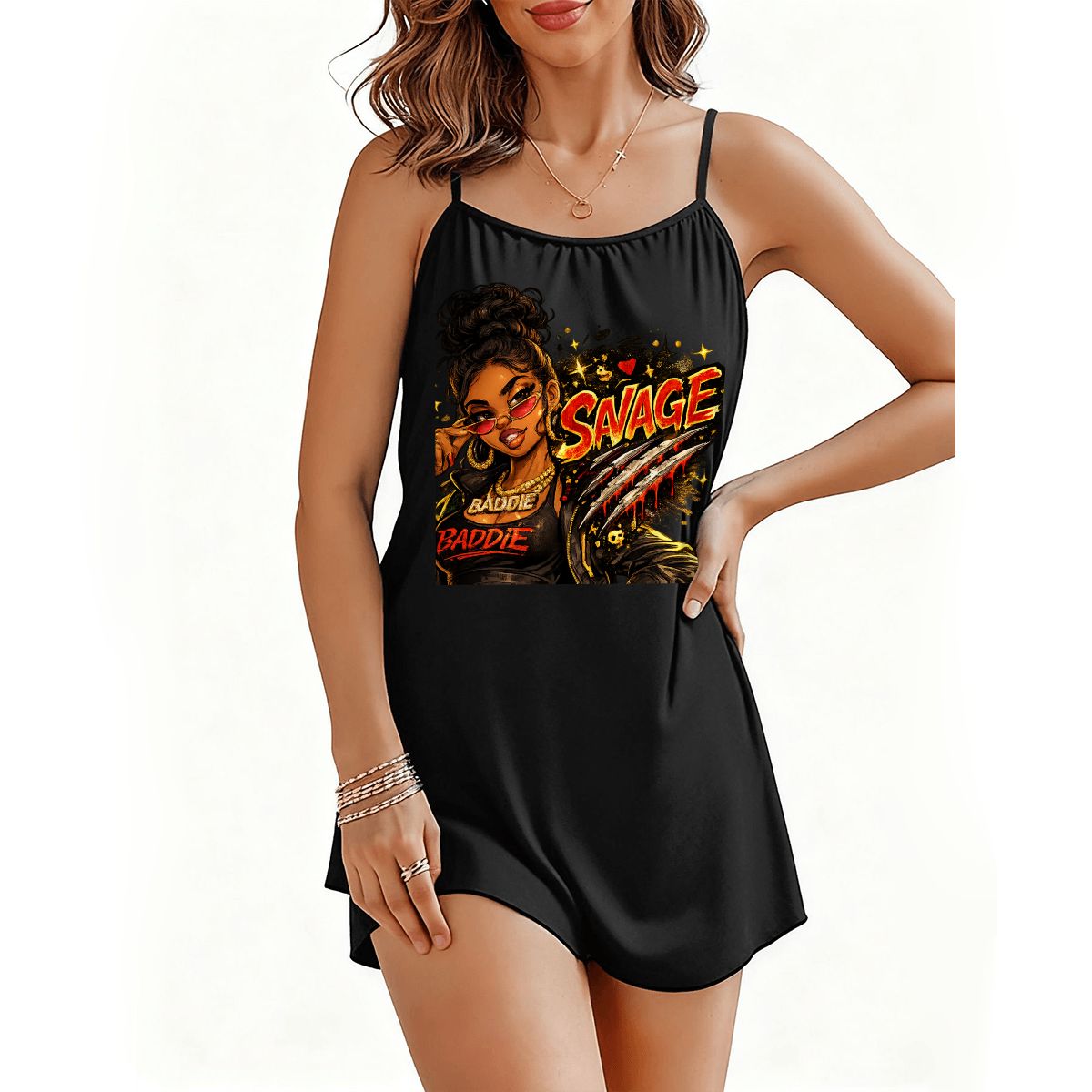 Savage Baddie Spaghetti Strap Mini Dress