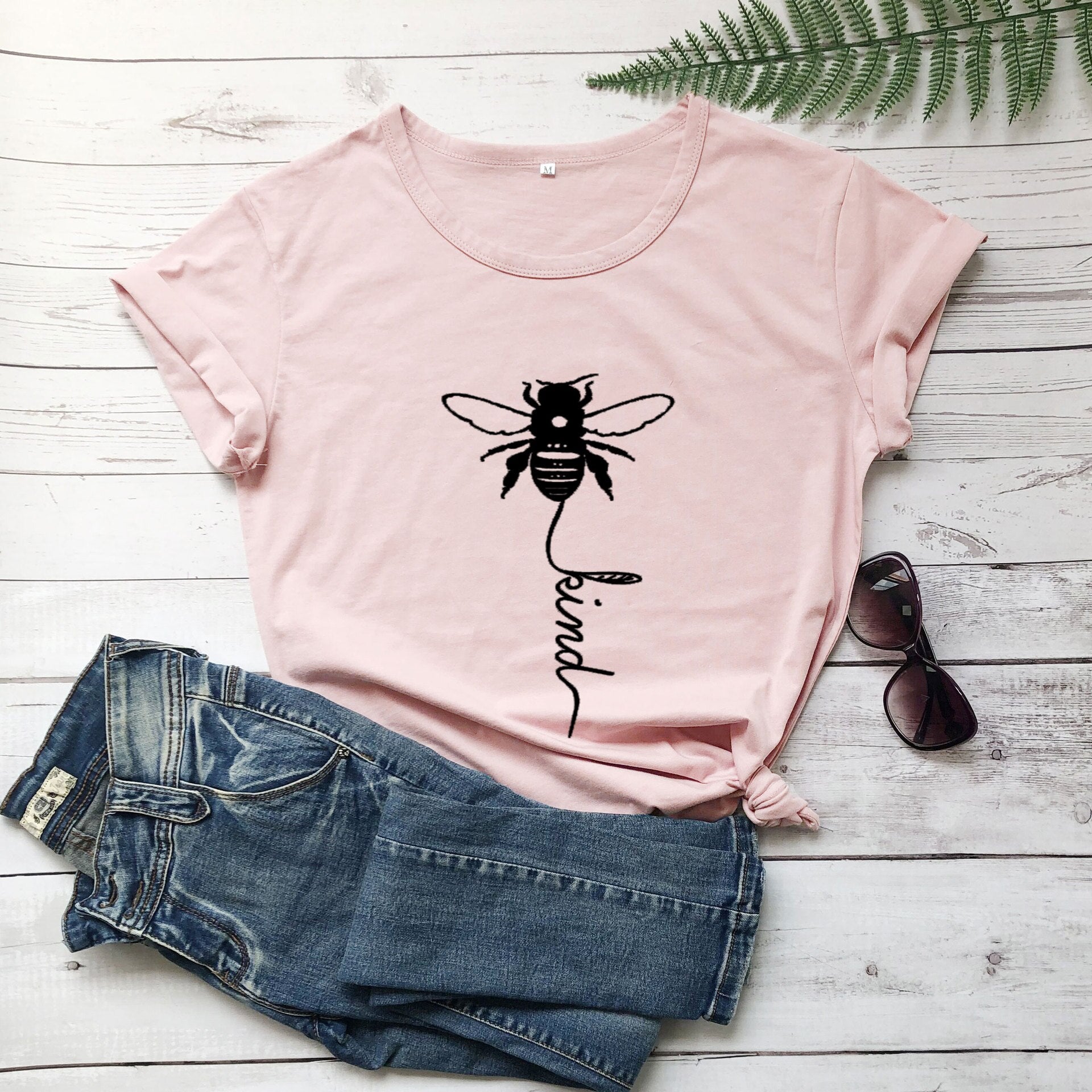 Cotton T Shirt Bee Kind Print  Short Sleeve